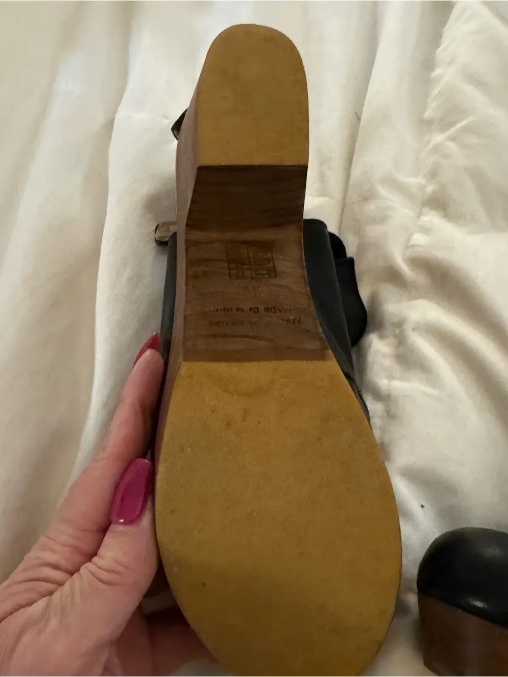 Free People Black Leather Open-Back Platform Heels size 39 (8.5 women’s)